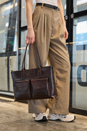Markberg Kelsey Arbejdstaske Croco Espresso Brown Vintage